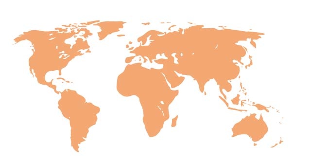 Weltkarte Orange